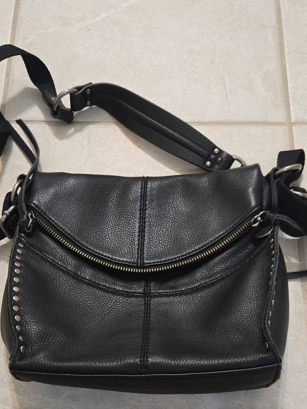 The Sak Black Stud-Trim Leather Crossbody Bag - Versatile Everyday Carry